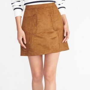 Faux-Suede Utility A-Line Mini in Tan